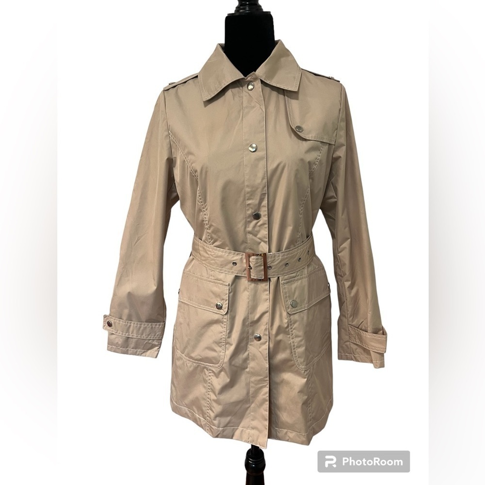 Jaclyn Smith Neutral Trench Coat- Size Medium